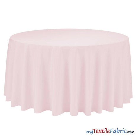 108 Inch Round Polyester Seamless Tablecloth Fabric - Solid Color, 108" Diameter (By Piece)