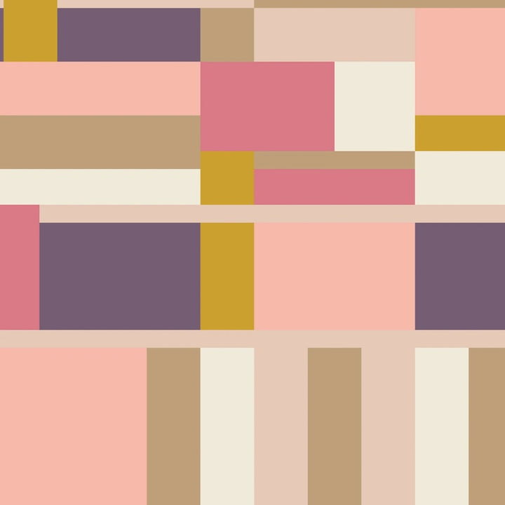 Cotton Print Pink and Purple Oak Park Fabric