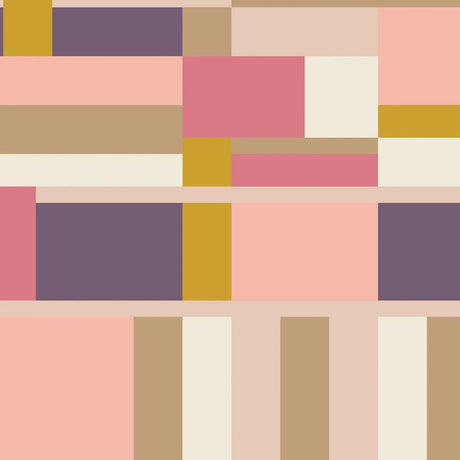 Cotton Print Pink and Purple Oak Park Fabric