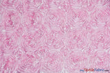 Rosette Satin Polyester Fabric - 3D Satin Floral Embroidery, 52/54" Width (Yards, Bolts, Sample Swatch)