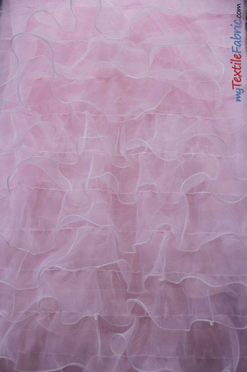 Organza Ruffled Mesh Polyester Fabric - Layered Ruffle Mesh, 57" Wide, Multiple Colors (1 Yard)
