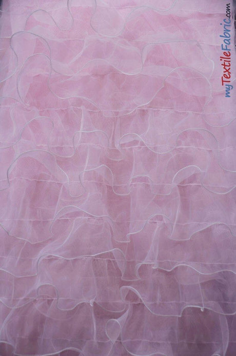 Organza Ruffled Mesh Polyester Fabric - Layered Ruffle Mesh, 57" Wide, Multiple Colors (1 Yard)
