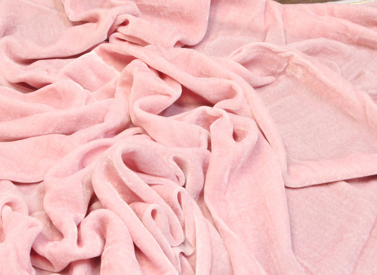 Premium Silk Rayon Velvet Fabric - Azalea, 45" Width (1 Yard)
