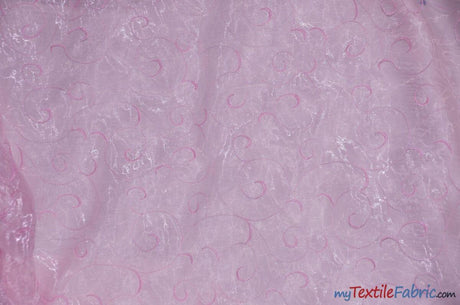 Swirl Organza Polyester Fabric - Embroidered Swirl Sheer, 52/54" Width, Multiple Colors (1 Yard)