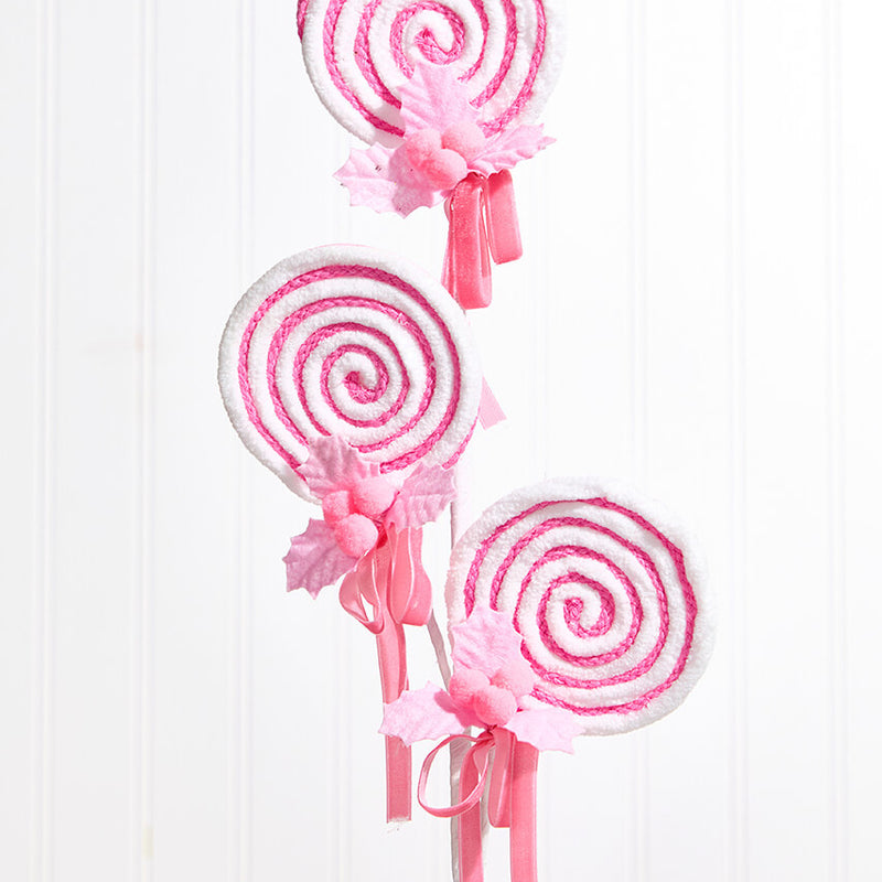 24” Pink Lollipop Spray – Whimsical Candy-Inspired Holiday Accent