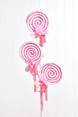 24” Pink Lollipop Spray – Whimsical Candy-Inspired Holiday Accent