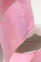 4” x 5 Yard Pink Splash with Fused Tissue Back Ribbon
