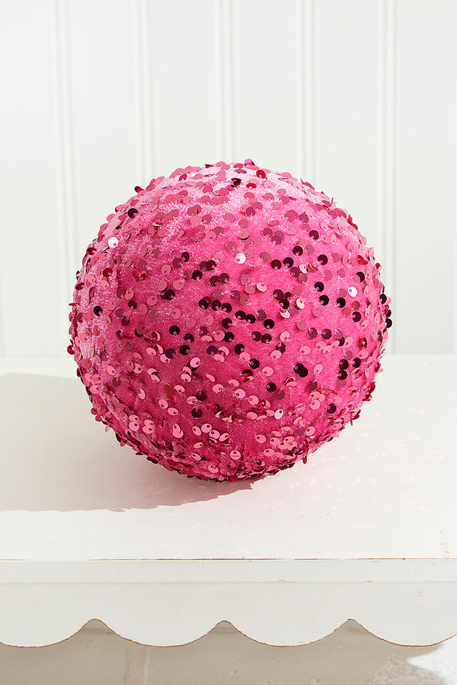 6" Pink Sequin Ball Ornament