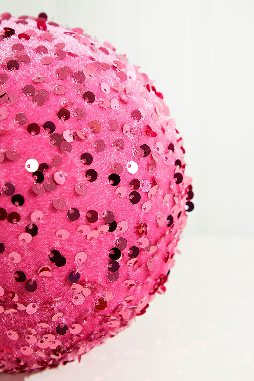 Pink Sequin Ball Ornament 6 Inch Glam Christmas Decor