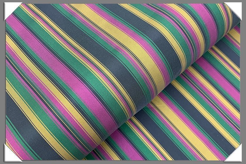 Striped Lining Rayon Blend Fabric - Brown/Dark Brown, Pink/Yellow/Green, White/Blue/Gold, White/Grey/Yellow, White/Yellow/Blue, 57/60" Width