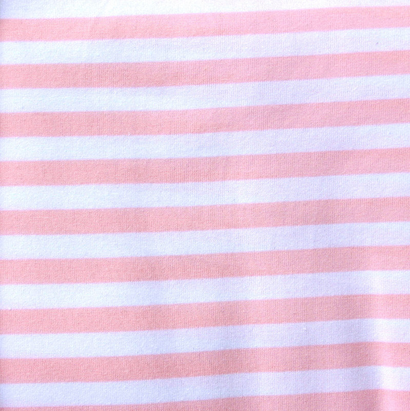Cotton Lycra Pink and White Stripe Knit Fabric