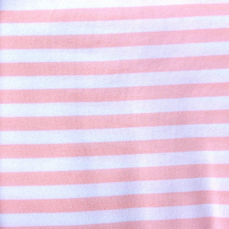 Cotton Lycra Pink and White Stripe Knit Fabric