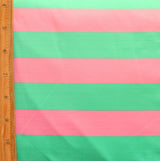 Nylon Lycra Swim Fabric Pink and Green Wide Stripe