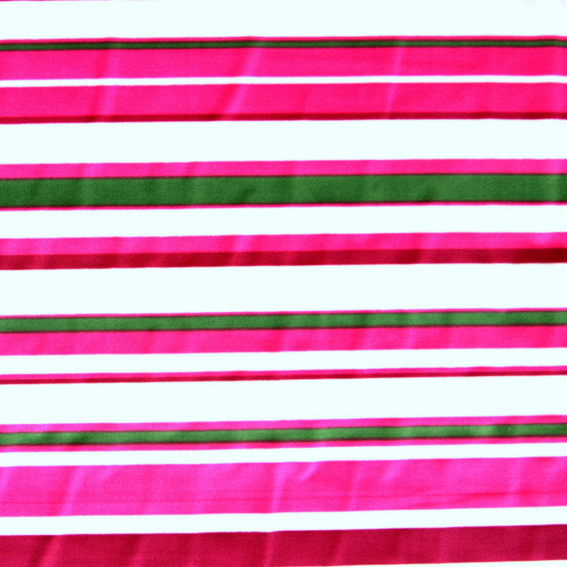 Swim Knit Pink and Green Multi Stripe Nylon Lycra