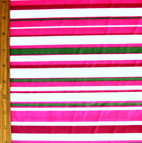 Swim Knit Pink and Green Multi Stripe Nylon Lycra