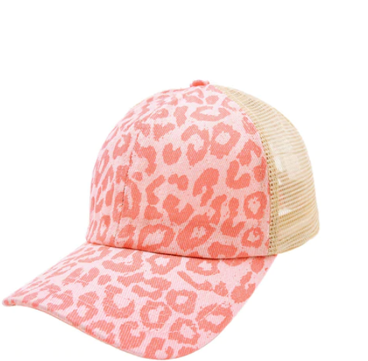 Criss-Cross Cap - Leopard Pink
