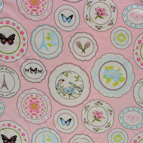 Cotton Lycra Pink Plate DuJour 4-Way Stretch Knit Fabric