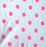 Swim Knit Pink Polka Dots on White