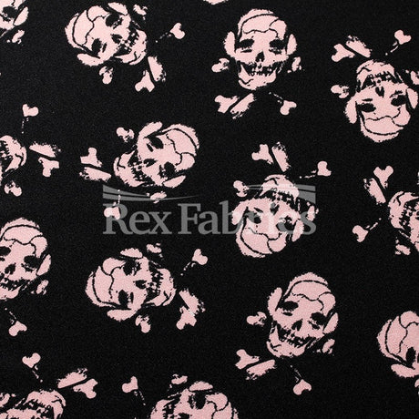 Pirates Flag Nylon Spandex Fabric - Black Skull Print, 58/60" Width (1 Yard)
