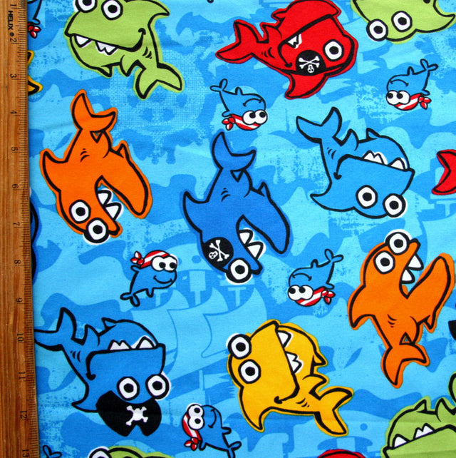 Microfiber Boardshort Fabric Pirate Sharks