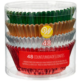 Wilton Green, Gold, Silver and Red Foil Christmas Cupcake Liners, 48-Count