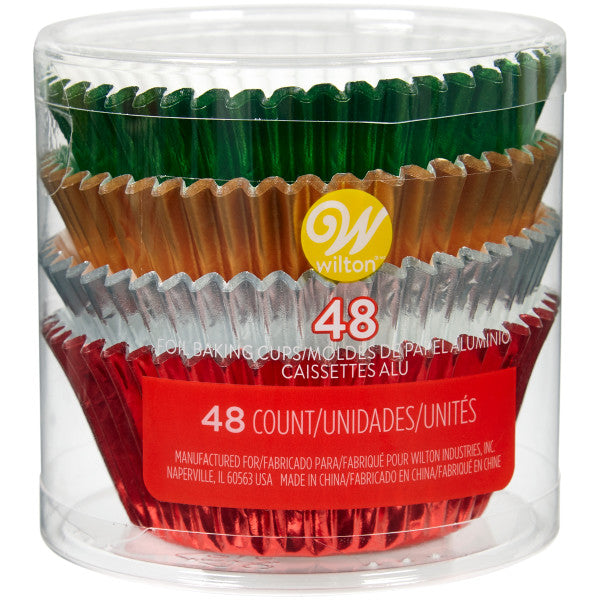 Wilton Green, Gold, Silver and Red Foil Christmas Cupcake Liners, 48-Count