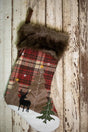 20” Plaid Deer Stocking with Faux Fur Cuff