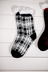 Scottish Plaid Thermal Slipper Socks with Non-Slip Grippers