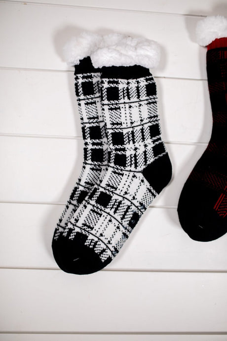 Scottish Plaid Thermal Slipper Socks with Non-Slip Grippers
