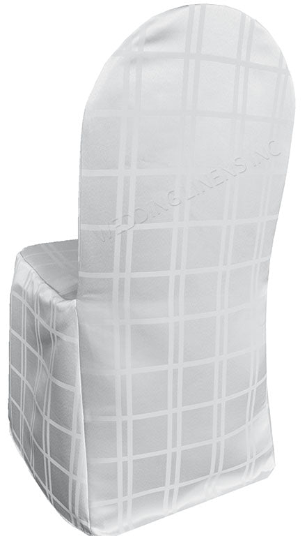 Plaid Jacquard Polyester Banquet Chair Cover White