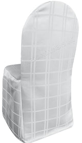 Plaid Jacquard Polyester Banquet Chair Cover White
