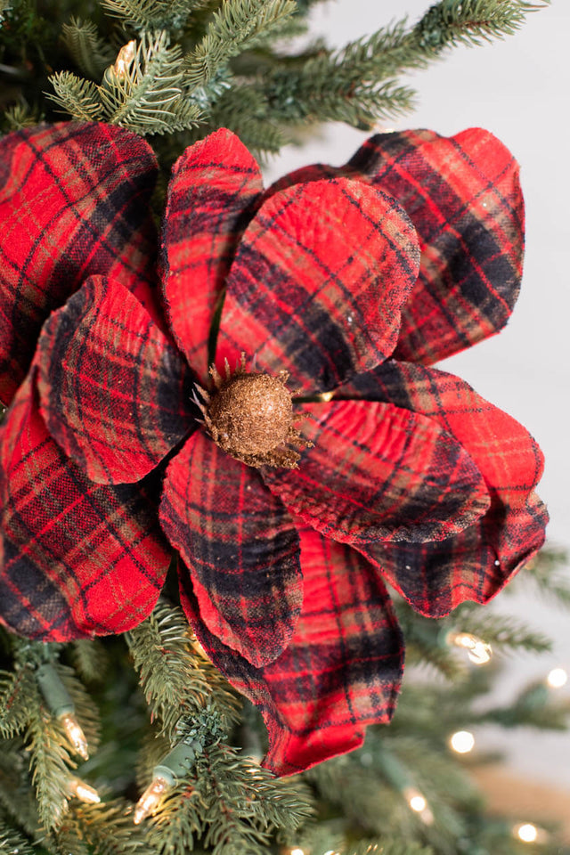22” x 11" Plaid Magnolia Stem
