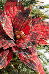 22 Inch x 14 Inch Plaid Poinsettia Stem