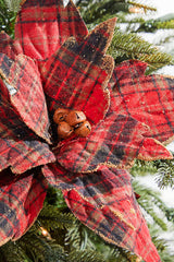 22" x 14" Plaid Poinsettia Stem