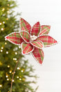 19" x 12" Red & Green Plaid Poinsettia Pick