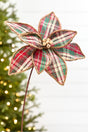 19" x 12" Plaid Poinsettia Stem