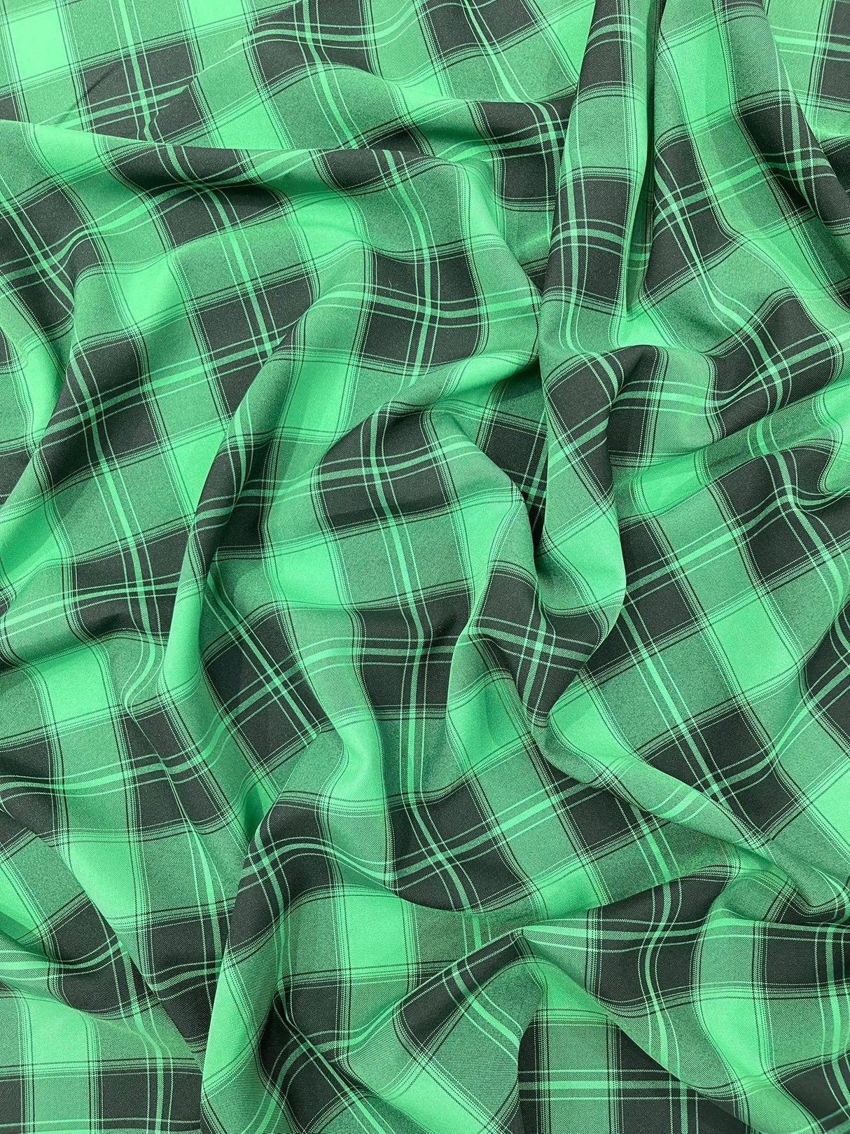 Plaid Polyester Poplin Fabric - Plaid, 58" Width (1 Yard)