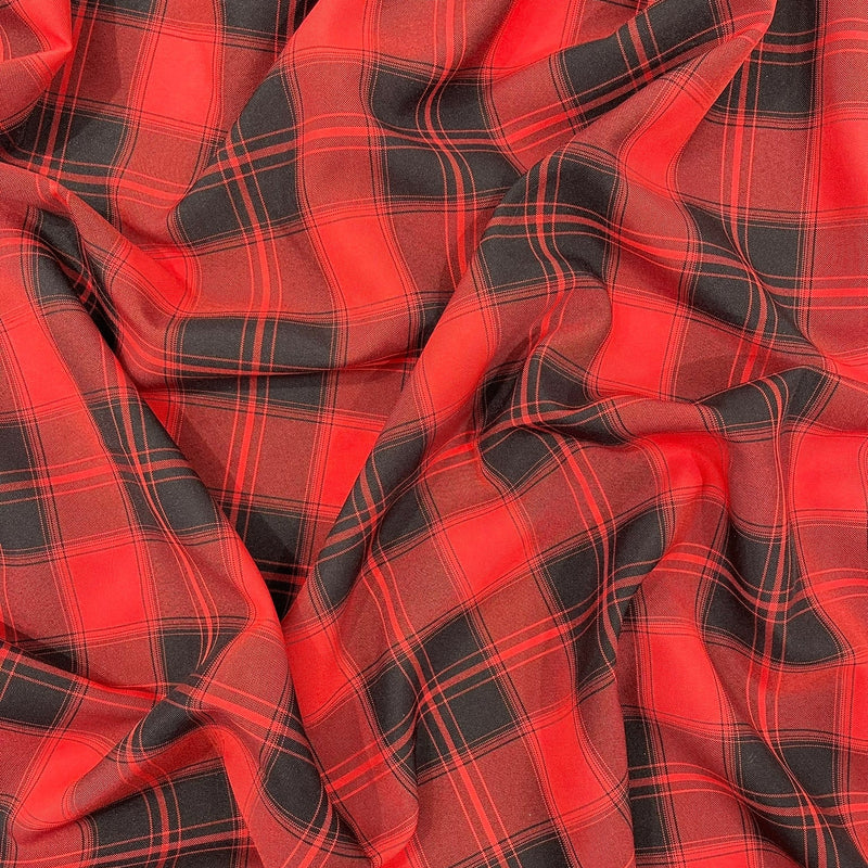 Plaid Polyester Poplin Fabric - Plaid, 58" Width (1 Yard)