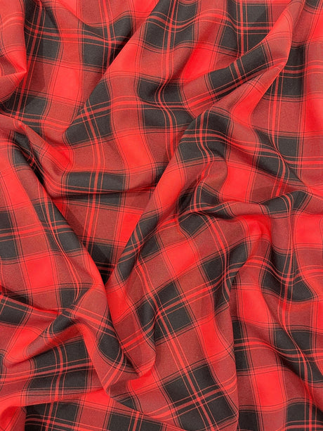 Plaid Polyester Poplin Fabric - Plaid, 58" Width (1 Yard)