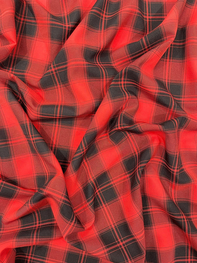 Plaid Polyester Poplin Fabric - Plaid, 58" Width (1 Yard)
