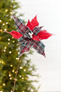 19" x 13" Red Plaid Poinsettia Pick