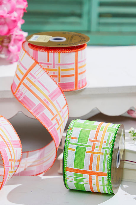 2.5" X 10 Yards Green Plaid Ribbon