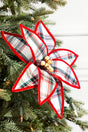 23" Plaid Poinsettia Stem - Red and Green