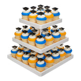 Graduation Black Metallic Hat Cupcake Cake Pics - set of 144