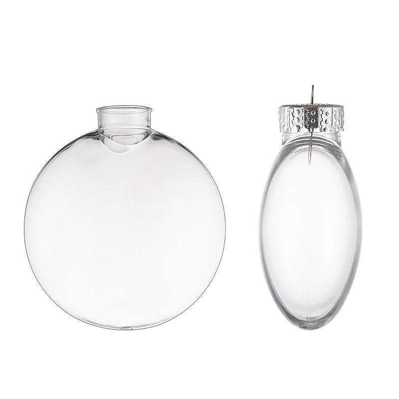 Plastic Ornament Round Disc - Fillable Clear (6 Sets - 3.9")