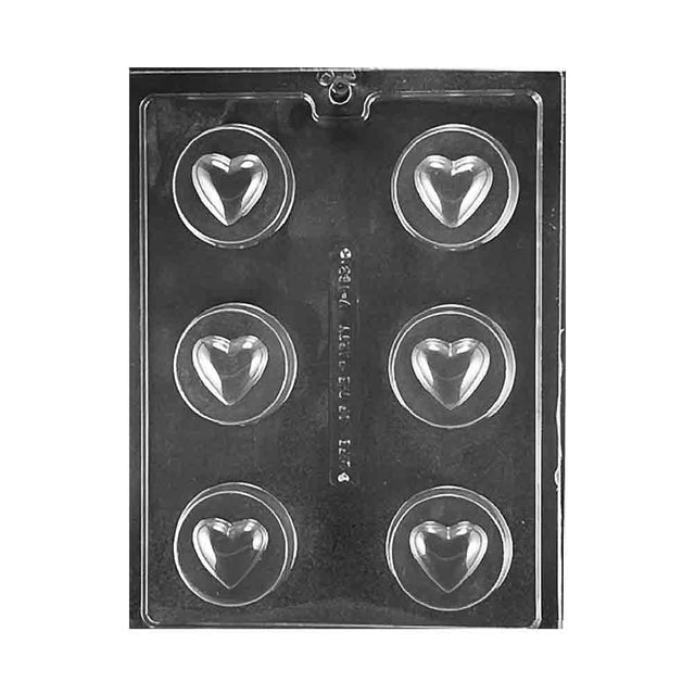 Plastic Chocolate Mold, Heart Cookie, 2"