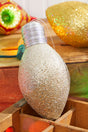 7" Platinum Glitter Light Bulb Ornament