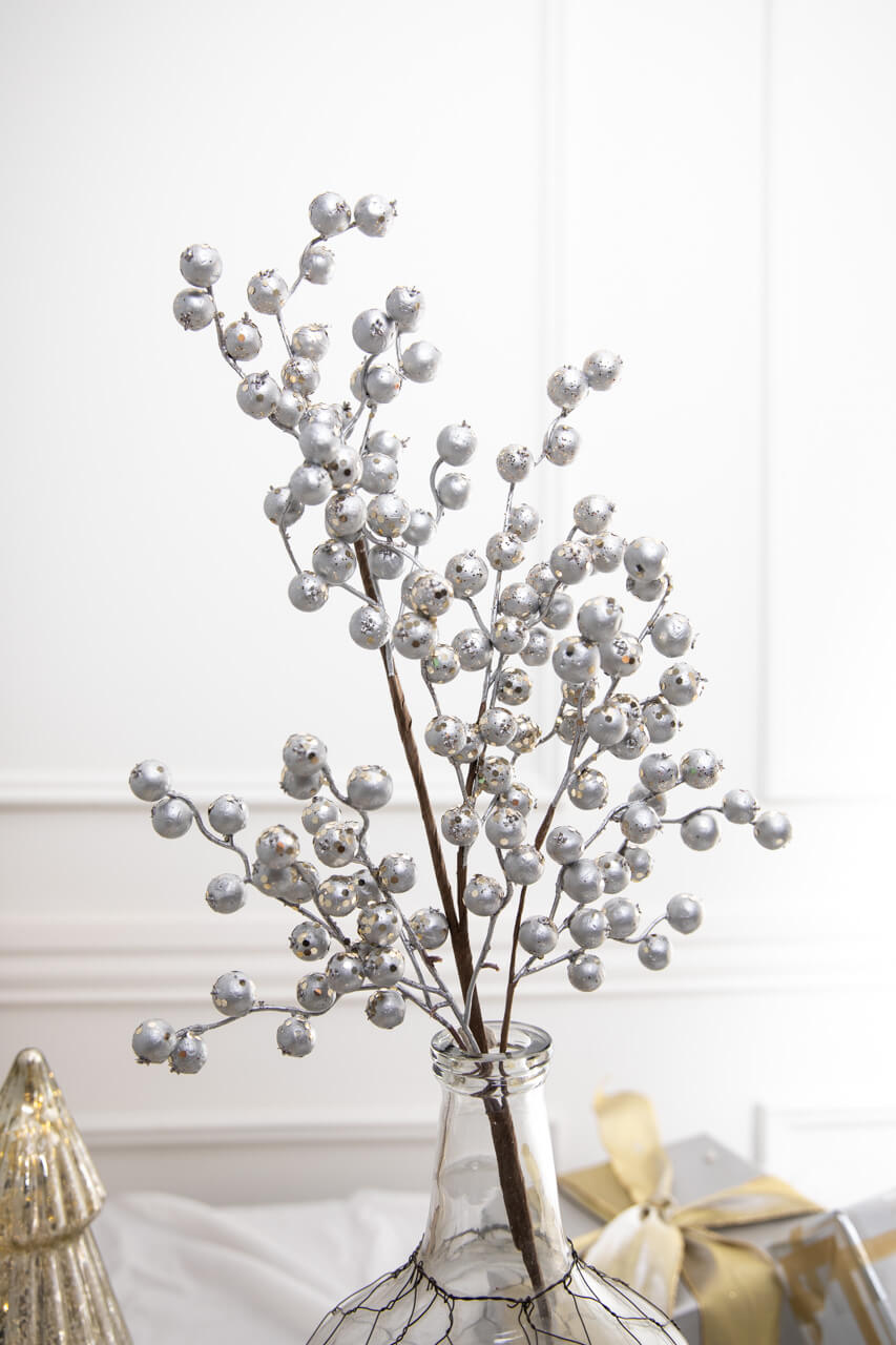 29” Platinum Silver Crabapple Spray