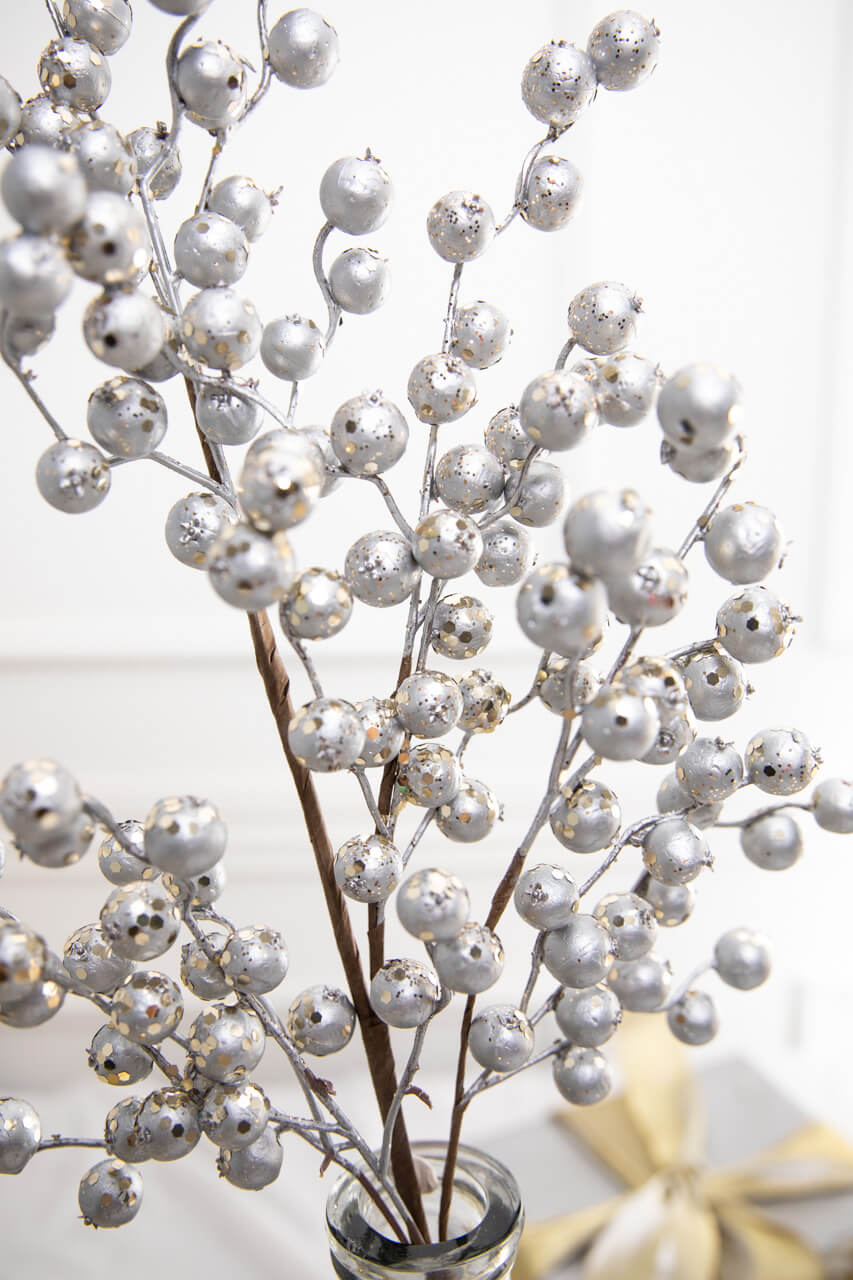 29” Platinum Silver Crabapple Spray