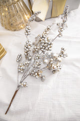 18” Silver Platinum Dew Berry Christmas Spray